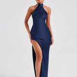 ZEYNEP | Robe maxi en satin élégante avec décolleté halter