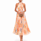 Aurora | Robe à col halter et imprimé aquarelle
