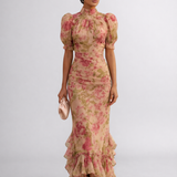 Rosario | Robe longue à fleurs en chiffon