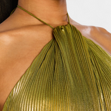 Emma | Robe à col halter dos nu métallique