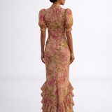 Rosario | Robe longue à fleurs en chiffon