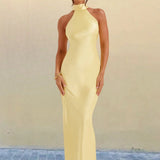 ZEYNEP | Robe maxi en satin élégante avec décolleté halter