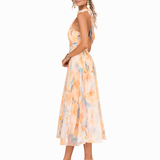 Aurora | Robe à col halter et imprimé aquarelle