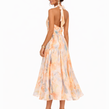 Aurora | Robe à col halter et imprimé aquarelle