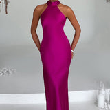 ZEYNEP | Robe maxi en satin élégante avec décolleté halter