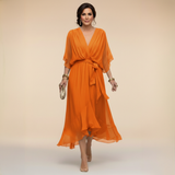 Monica | Robe en chiffon à décolleté en V