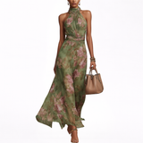 Livia | Robe maxi à col halter à motifs floraux