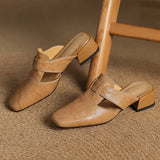 Mules en cuir véritable Avery