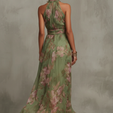 Livia | Robe maxi à col halter à motifs floraux