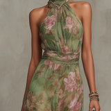 Livia | Robe maxi à col halter à motifs floraux