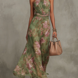 Livia | Robe maxi à col halter à motifs floraux