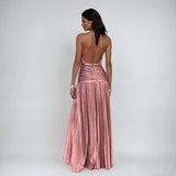 Emma | Robe à col halter dos nu métallique